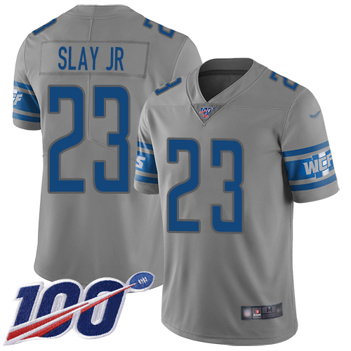 Detroit Lions Limited Gray Youth Darius Slay Jersey NFL Football #23 100th Season Inverted Legend->youth nfl jersey->Youth Jersey